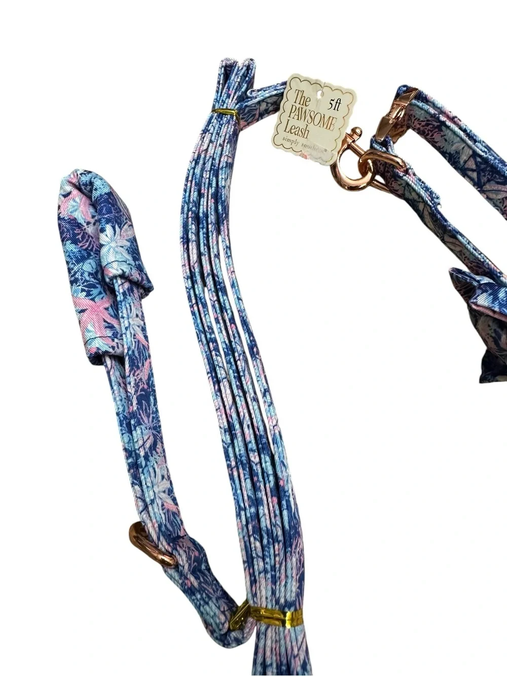 Simply Southern Blue and Pink Floral Bow Dog Collar
